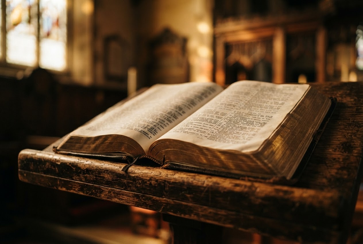 Bible on a pulpit